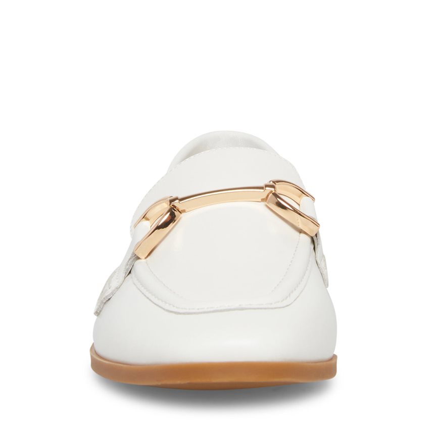 White Steve Madden Carrine Leather Women's Loafers | PH 3156CKW